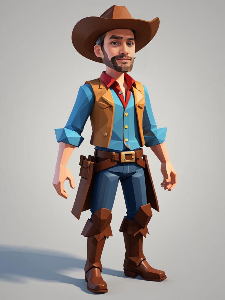 Low-Poly Cowboy Man Art