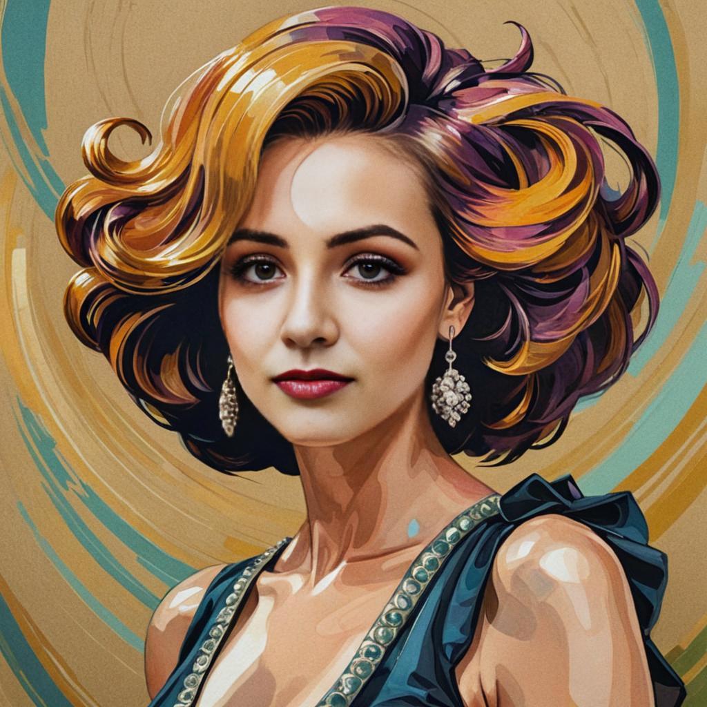 Vibrant Woman with Purple and Gold Hair