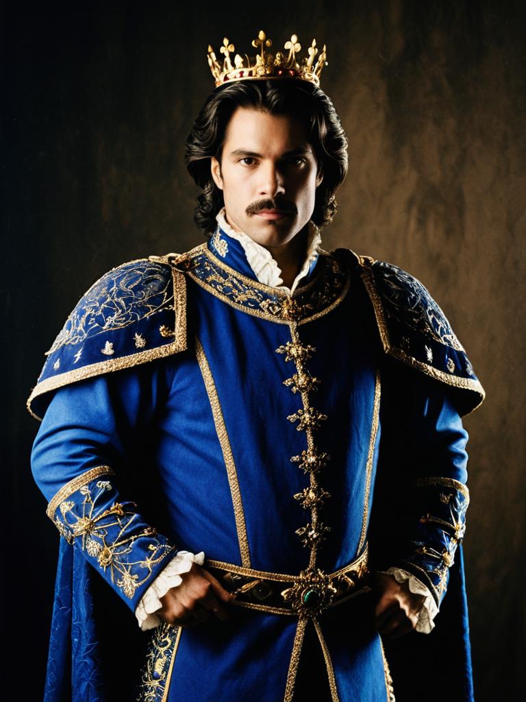 Man in Royal Fantasy Prince Costume Photorealistic Studio Portrait