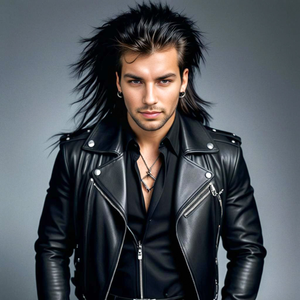 Young Man with Mullet and Leather Jacket