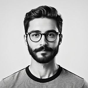 Close-up Portrait of a Young Man with Glasses