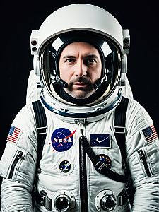 Man in Adult NASA Astronaut Costume with Helmet
