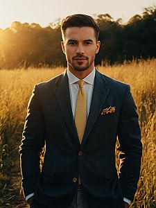 Man in Summer Professional Outfit Photorealistic Outdoor Portrait