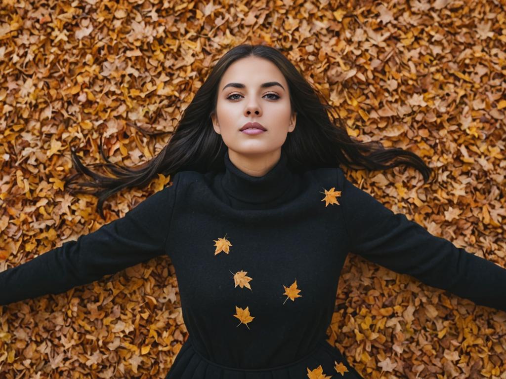 Woman Amidst Autumn Leaves