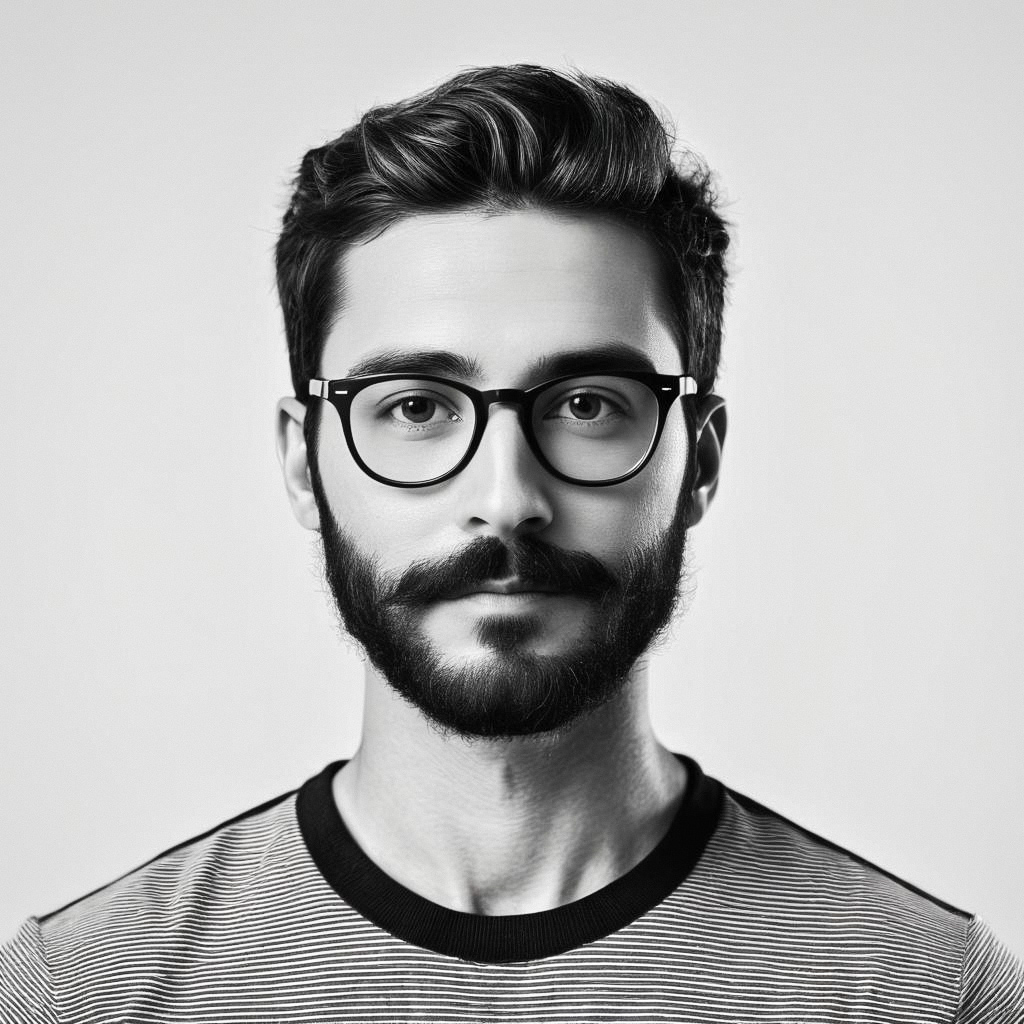 Close-up Portrait of a Young Man with Glasses