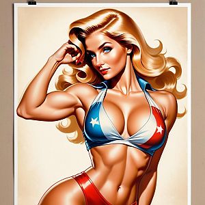 Muscular Woman in Patriotic Bikini - Strength & Beauty