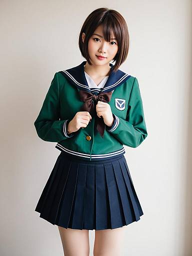 KanColle Inspired Japanese School Uniform Cosplay by Young Woman