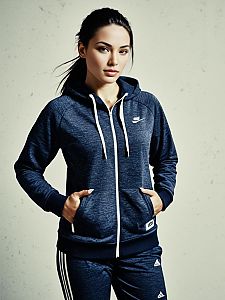 Woman in Nike Hoodie and Adidas Pants Casual Sportswear Outfit