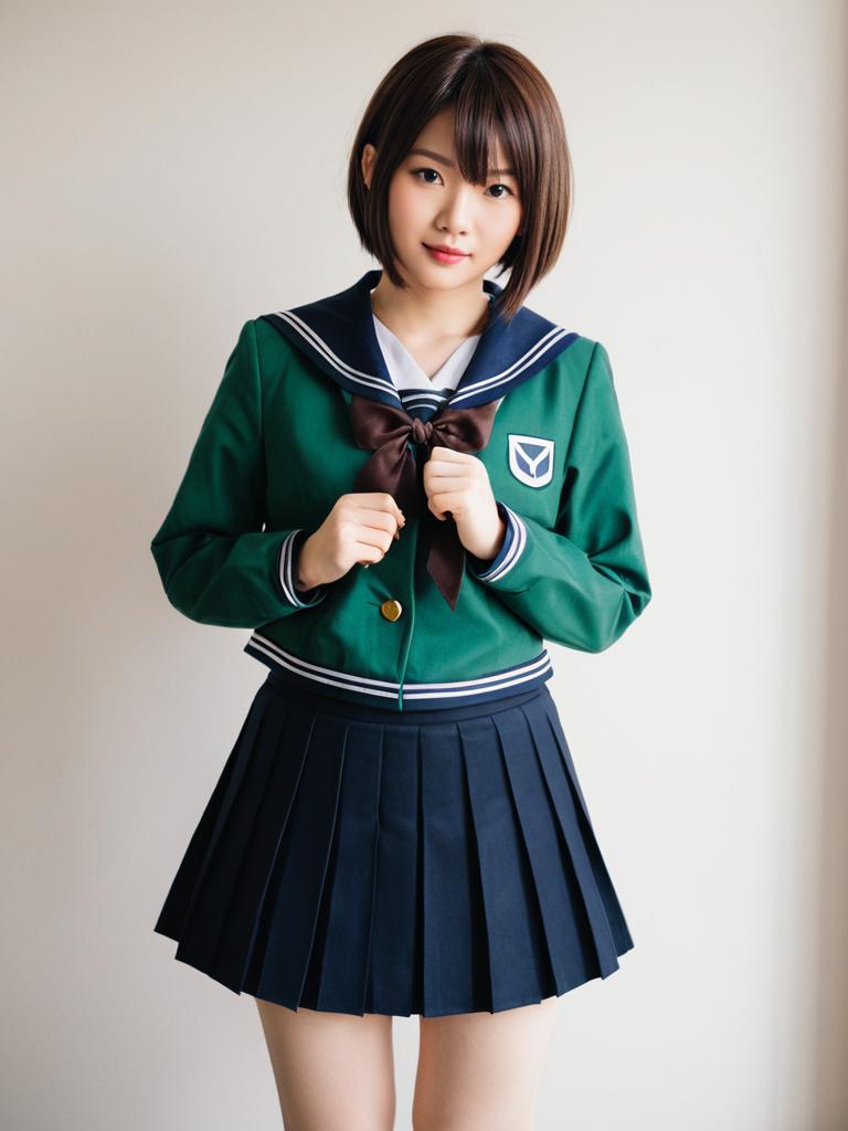 KanColle Inspired Japanese School Uniform Cosplay by Young Woman