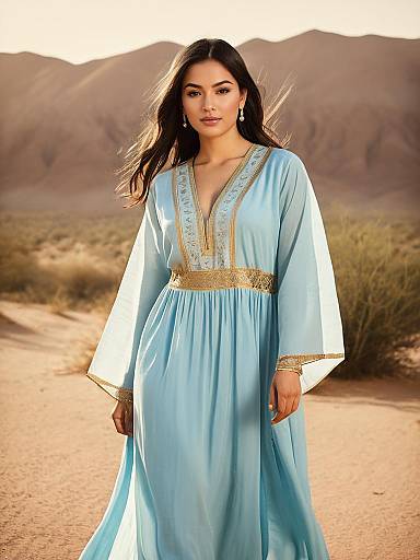 Woman in Arabian Dress Photorealistic Outdoor Portrait with Desert Background