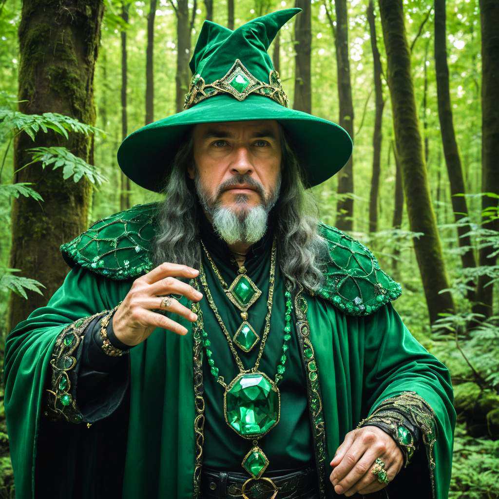 Mysterious Wizard in Green Robe