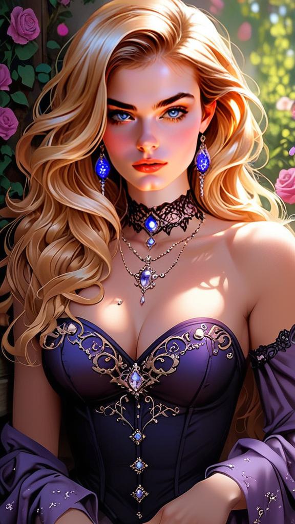 Fantasy Portrait of Woman in Purple Corset