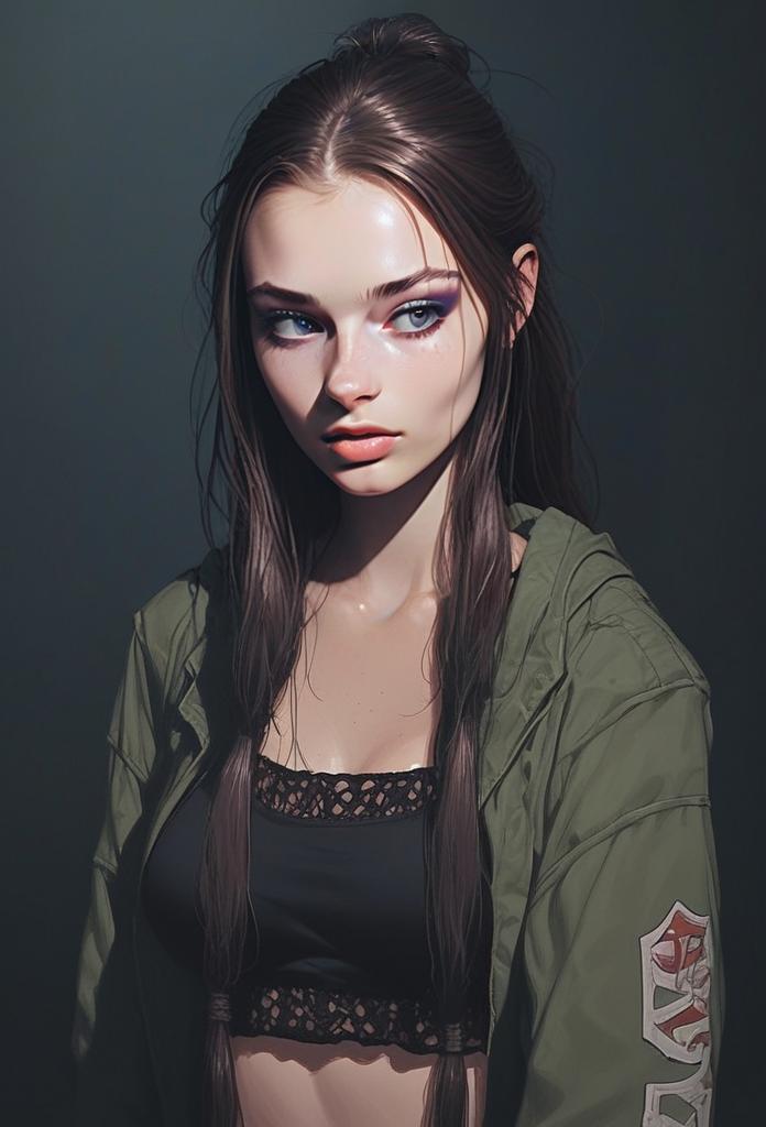 Stylized Digital Portrait of Young Woman in Lace Top Stylized Digital Portrait of Young Woman in Lace Top
