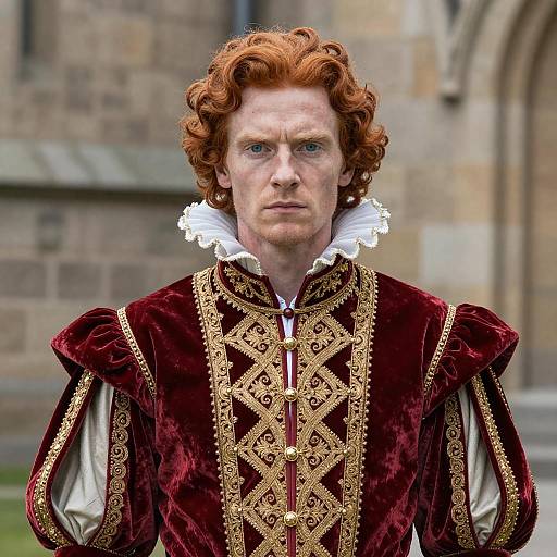 Elizabethan Nobleman Portrait with Red Hair in Renaissance Costume