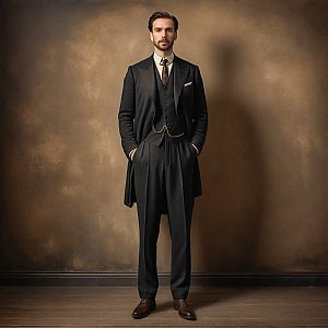 Confident Man in Classic Black Morning Coat