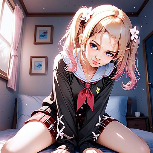 Momosuzu Nene Casual Pose in Anime Style School Uniform