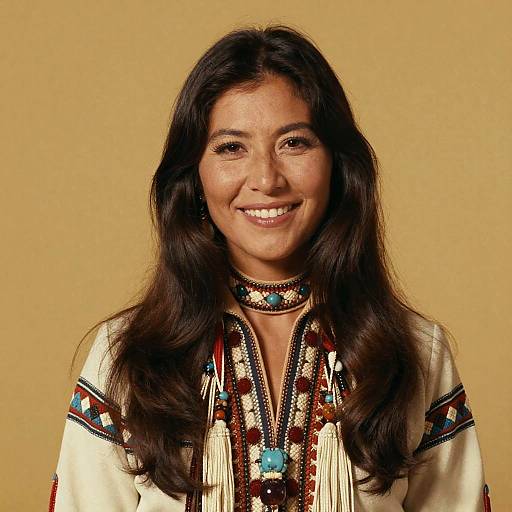 Portrait of Woman in Traditional Embroidered Bohemian Attire