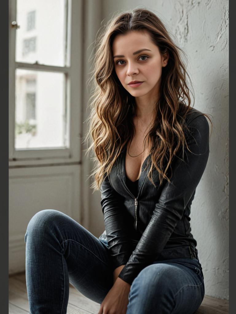 Casual Chic Woman in Leather Top