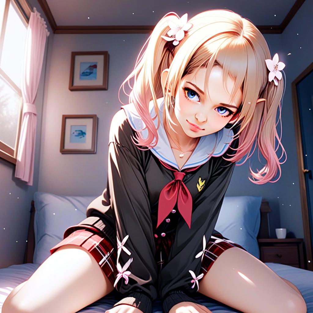 Momosuzu Nene Casual Pose in Anime Style School Uniform