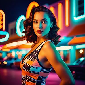 Stylish Woman in Urban Nightlife