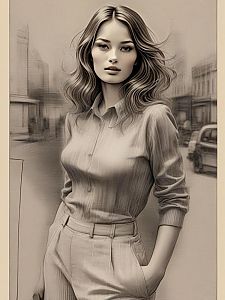 Monochromatic Digital Portrait of Confident Woman
