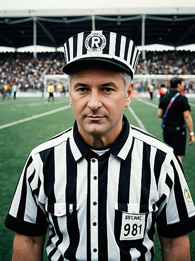 Man in Referee Costume at Cosplay Festival Photorealistic Portrait