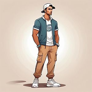 Young Man in Casual Streetwear Illustration