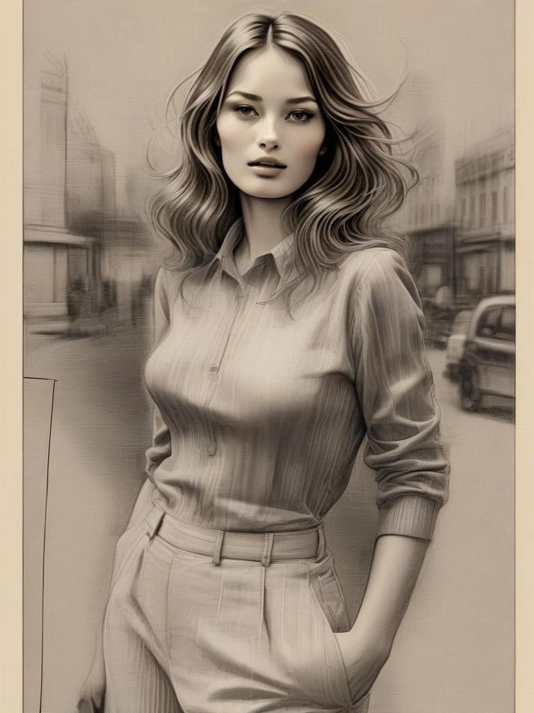 Monochromatic Digital Portrait of Confident Woman Monochromatic Digital Portrait of Confident Woman