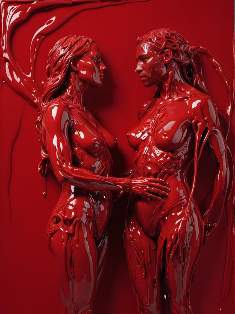 Surreal Red Masterpiece of Melted Human Bodies