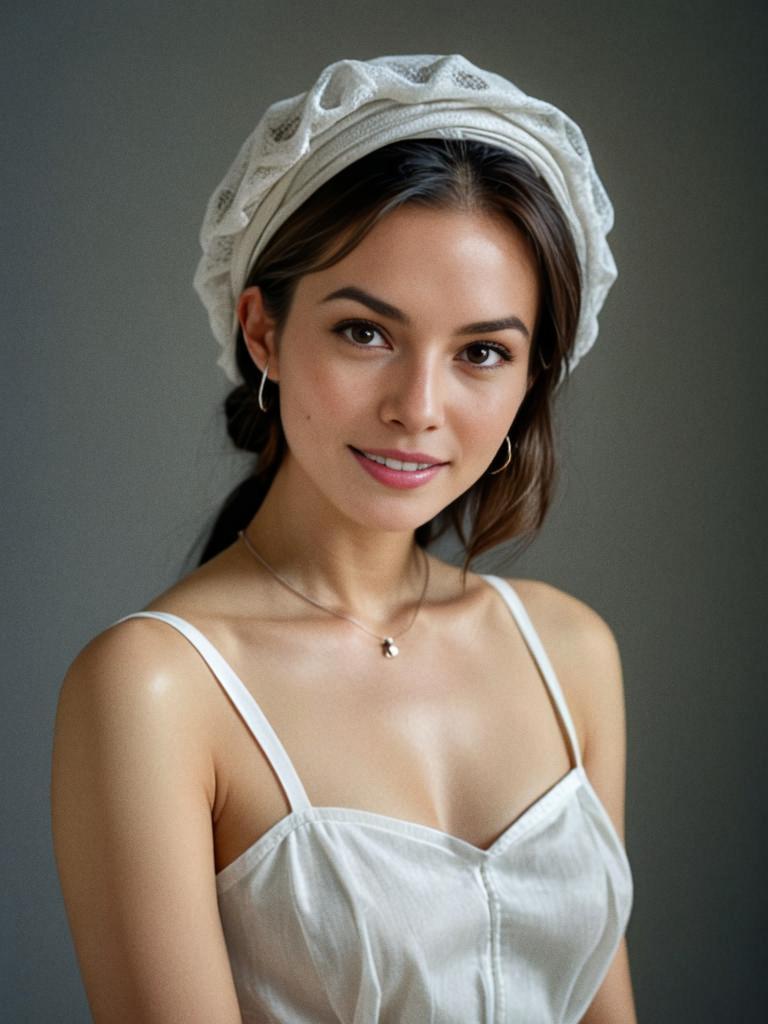 Elegant Woman in White Headscarf