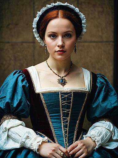 Photorealistic Renaissance Woman in Historical Gown Portrait