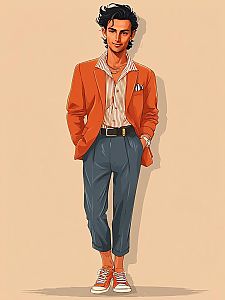 Stylish Young Man in Burnt Orange Blazer