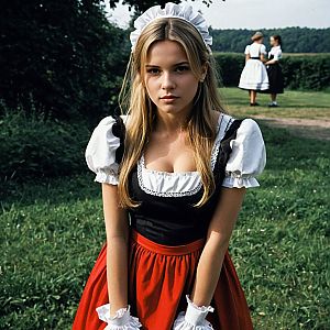 Young Woman in Traditional Costume Outdoors