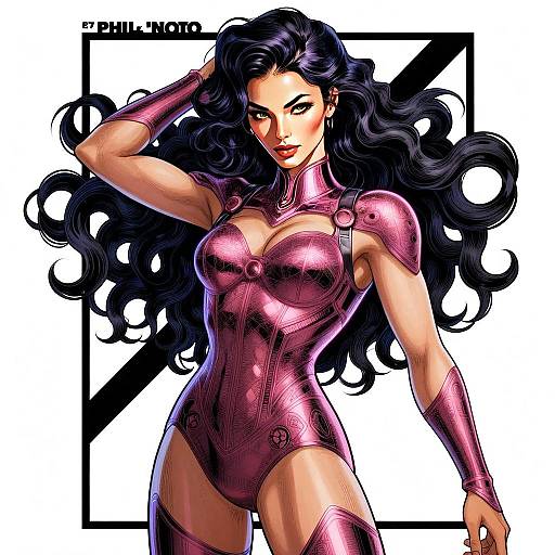 Glamorous Woman in Pink Armor Digital Artwork
