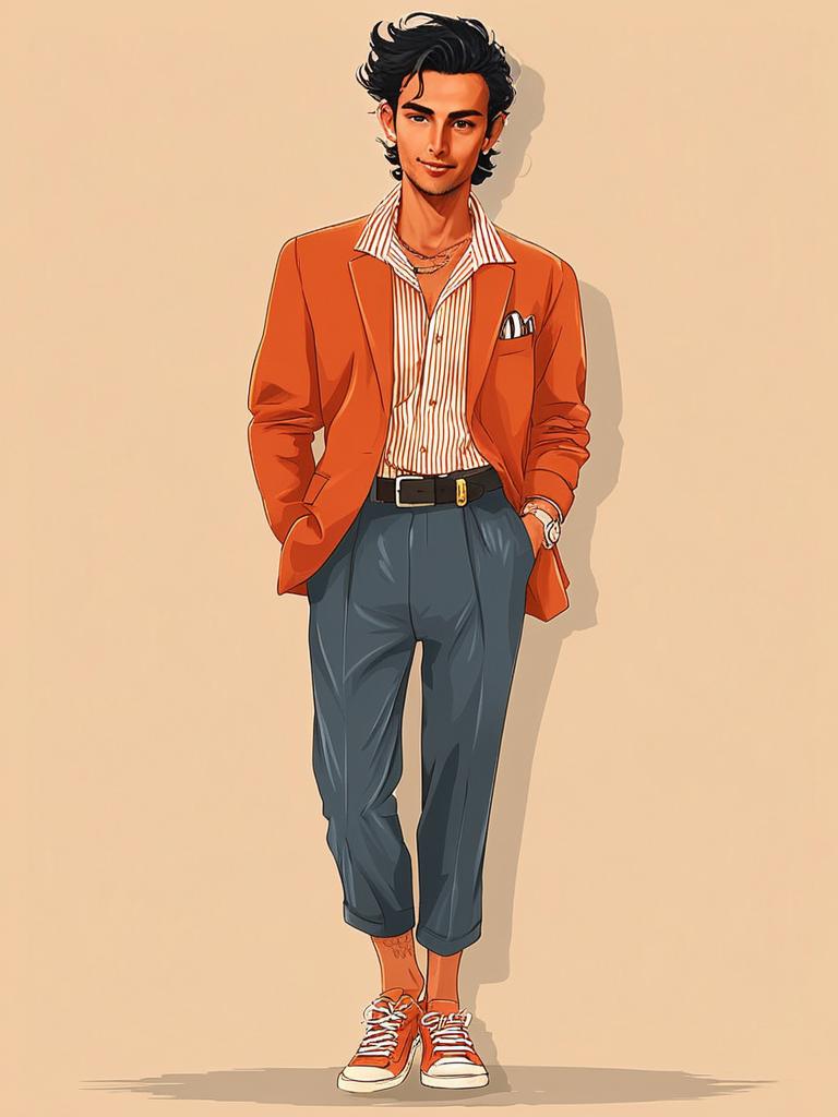 Stylish Young Man in Burnt Orange Blazer Stylish Young Man in Burnt Orange Blazer