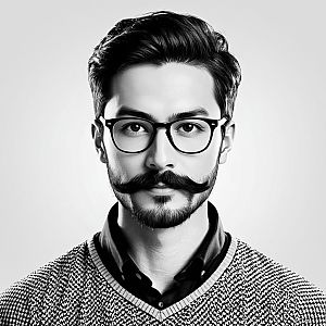 Black and White Portrait of Stylish Young Man