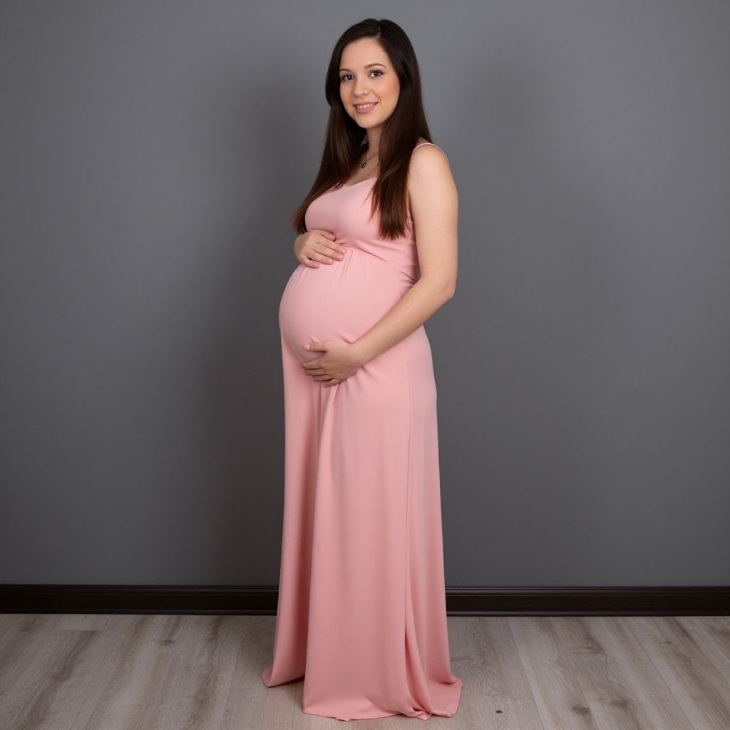 Pregnant Woman in Pink Dress Studio Portrait vllm260329111159ce