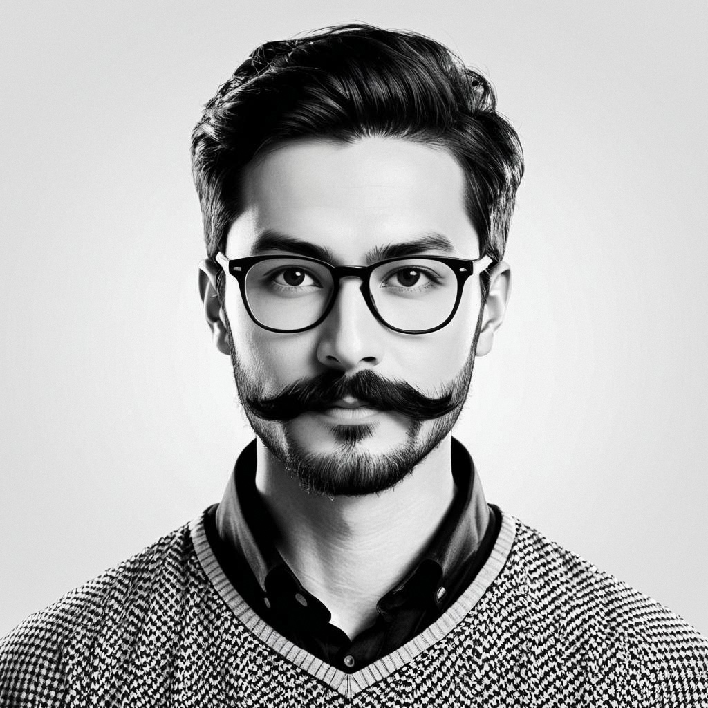 Black and White Portrait of Stylish Young Man
