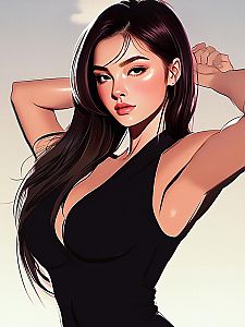 Elegant Woman with Flowing Hair - Modern Chic Aesthetic