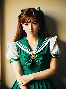 Sexy Cosplay Woman Character Wearing Makoto Kino Sailor Jupiter Costume
