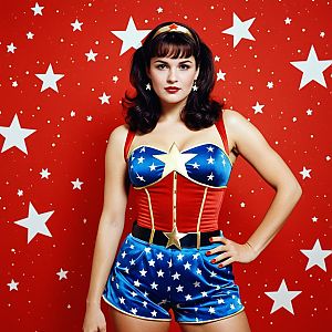 Confident Woman in Patriotic Costume with Star Accents