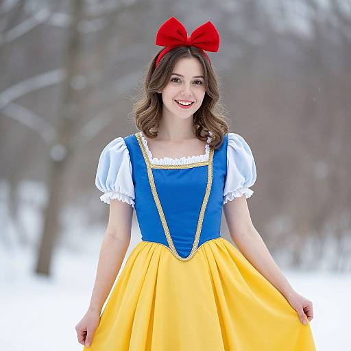 Snow White Costume Woman in Winter Outdoor Setting