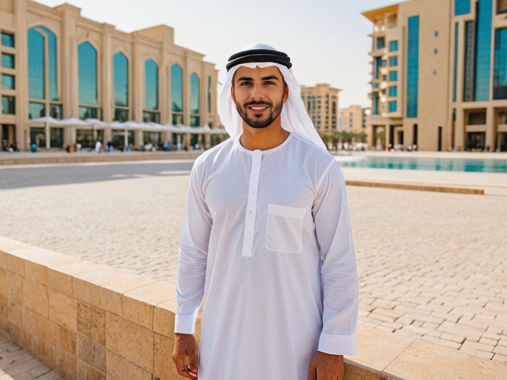 Confident Arab Man in Traditional Dubai Architecture