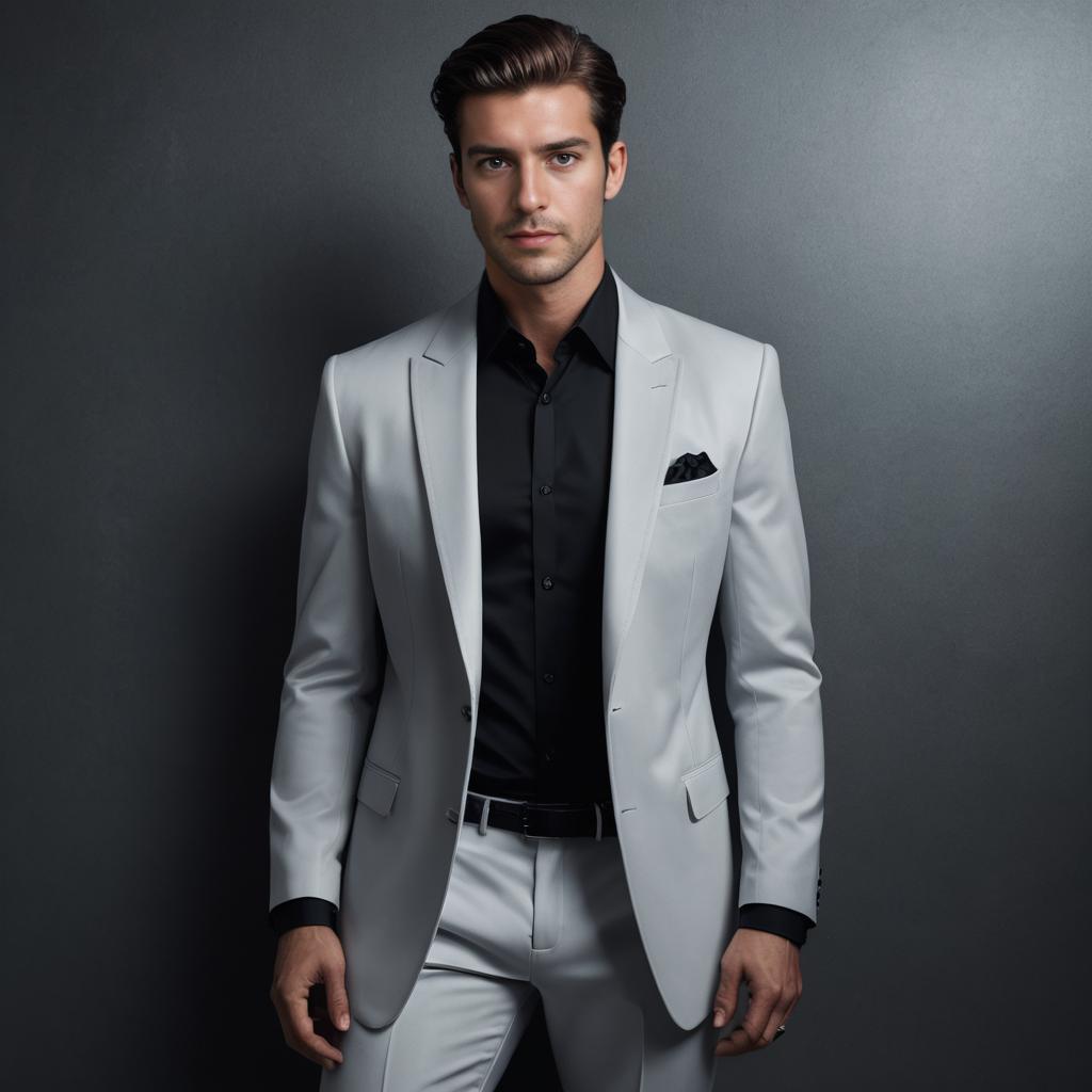 Elegant Man in Gray Suit