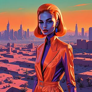 Futuristic Portrait of a Woman with Orange Hair