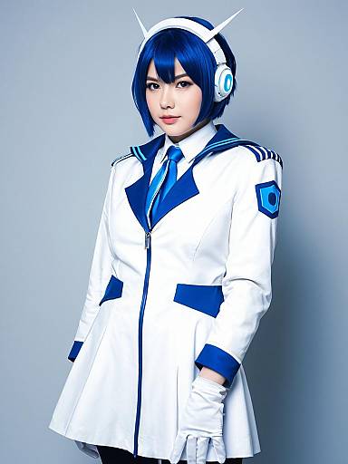 Blue Archive Anime Style Woman Cosplay in Futuristic Uniform