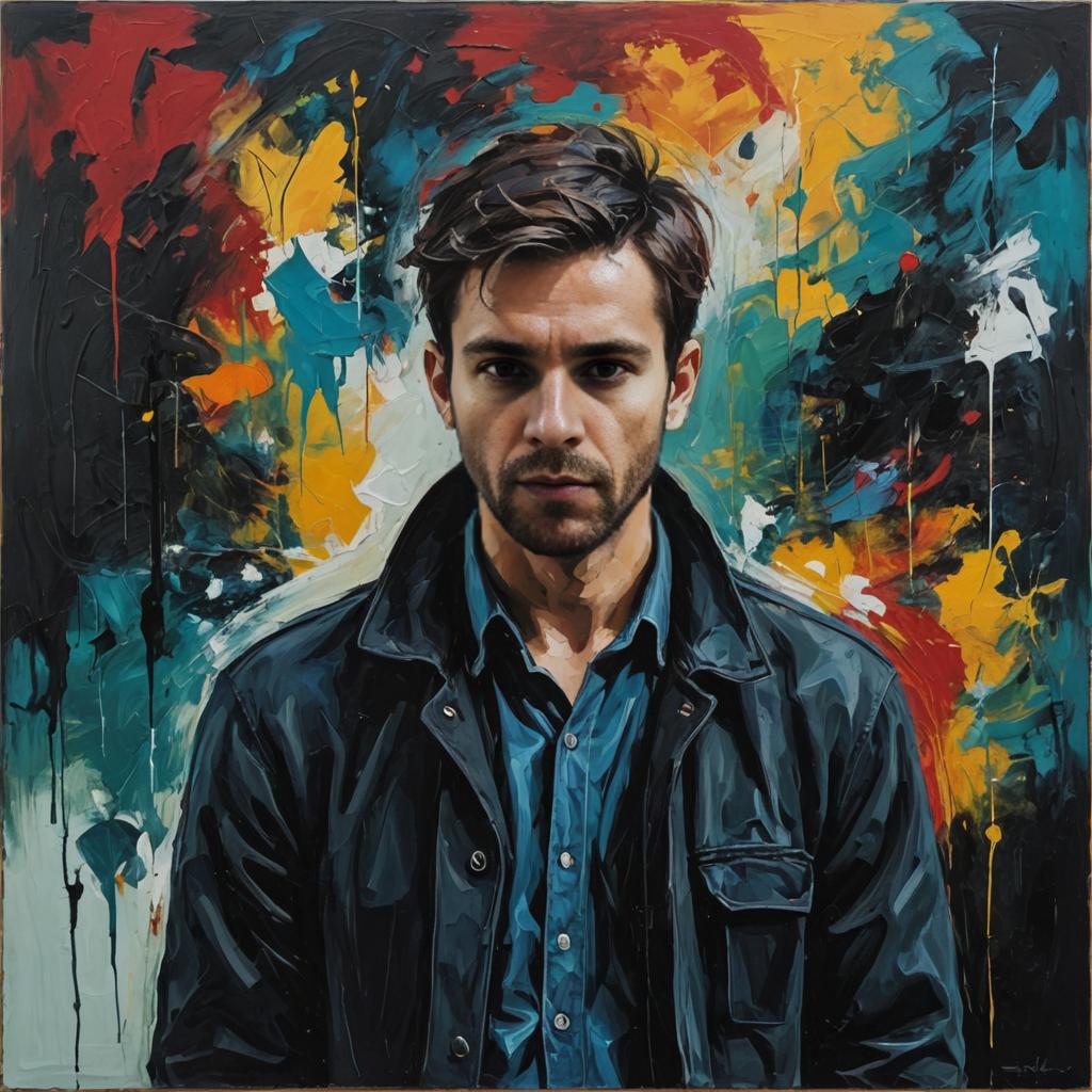 Portrait of a man with colorful abstract background