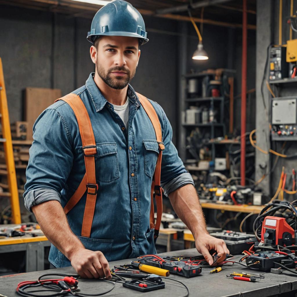 Confident Electrician in Workshop