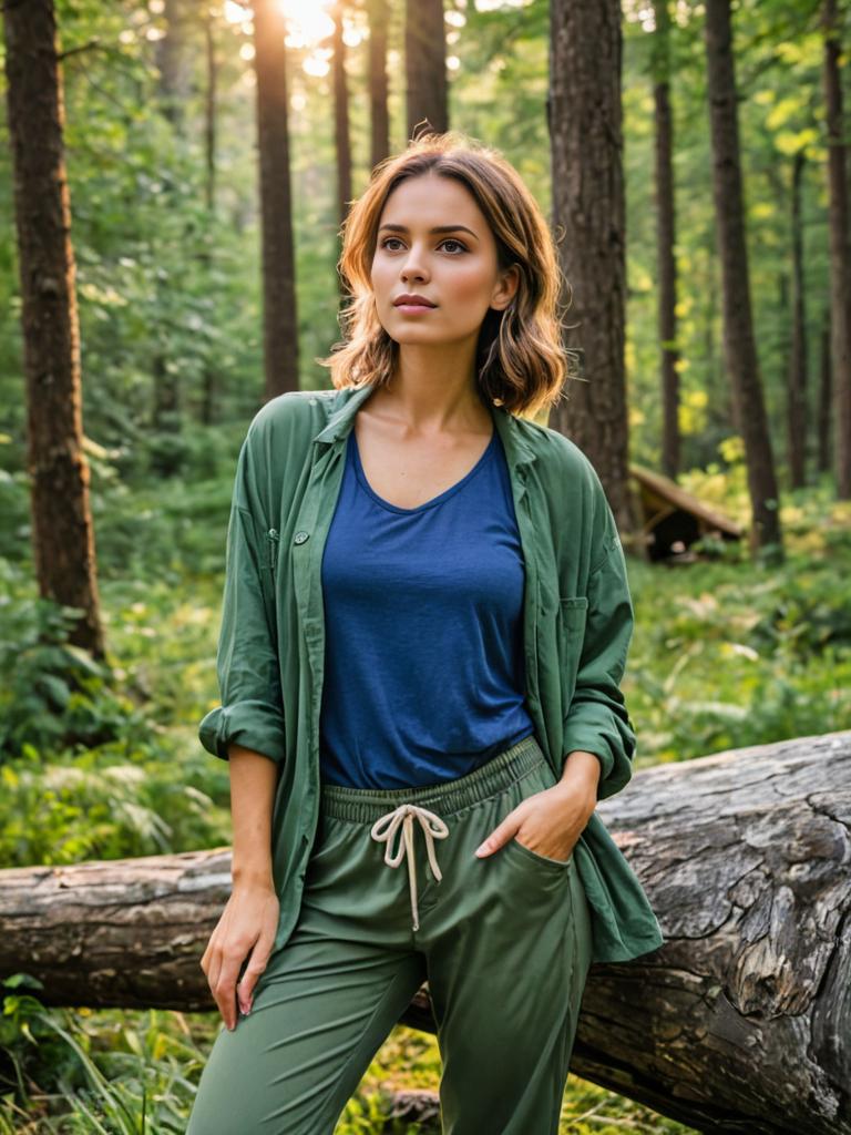 Woman in Serene Forest Setting