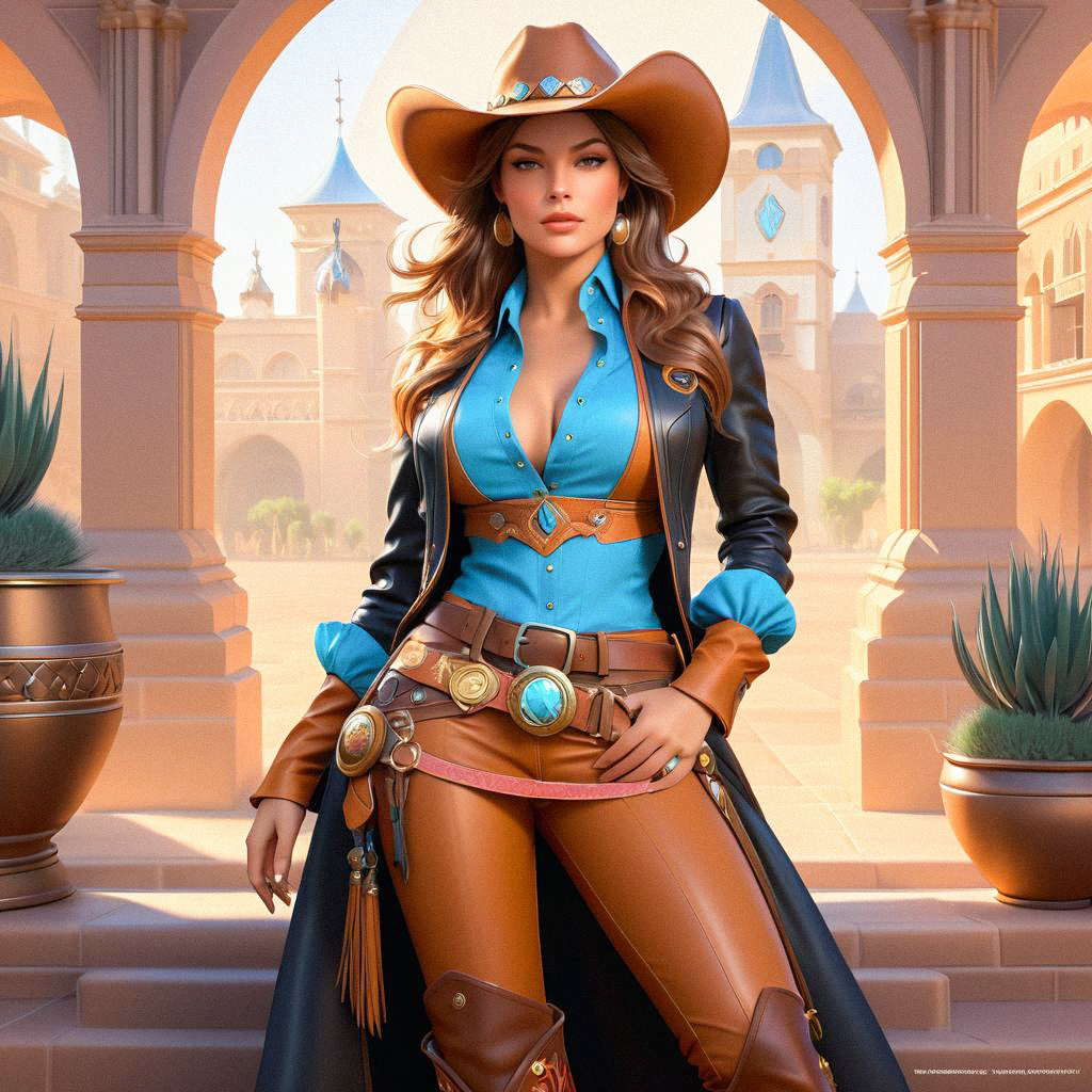 Confident Woman in Stylish Cowboy Outfit